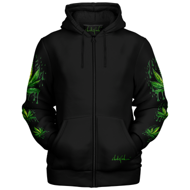 Chokefish™ Microfleece Zip-Up Hoodie Cannabis-003B